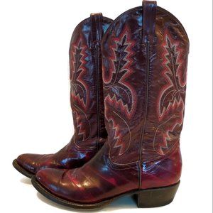 Cowtown Burgundy Leather Ladies Cowboy Boots Sz 11